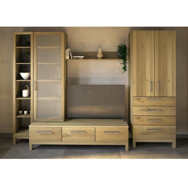 Wohnzimmer TV-Wand Massivholz Wildeiche weiß geölt Wohnzimmer TV-Wand Massivholz Wildeiche weiß geölt von Göhring