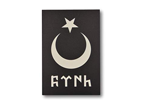 Gök-Türk Wandbild Bild für Wohnzimmer Büro Wohnung Deko Kunstdrucke "Halbmond mit Stern" Ertugrul Alttürkische Schrift Türk Ay Yildiz (schwarz) von Gök-Türk