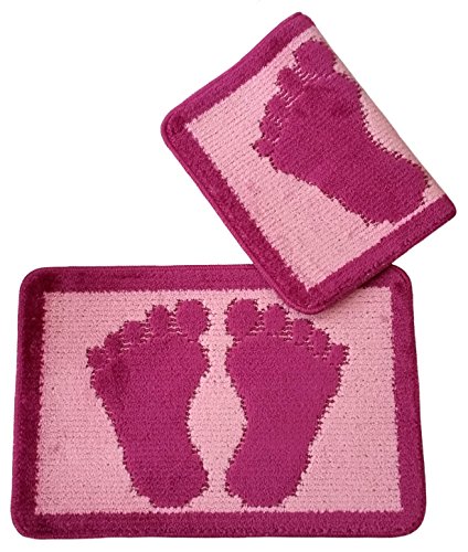 Gökyildiz 2 Stück Badvorleger 60 x 40cm, Motiv Füße, Farben zur Auswahl, Duschvorleger, Fußmatte rutschhemmend (pink) von Gökyildiz