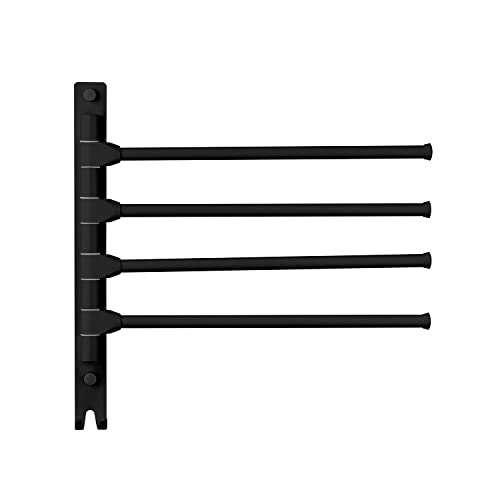 Görbach Aluminium Handtuchhalter Bad mit 180° Schwenkbar Handtuchstange Wand für Bad & Küche, Badetuchhalter mit 4 Armig Habdtuchhalterung matt schwarz (HH-4MS) von Görbach