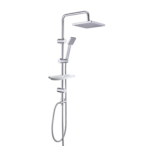 Görbach Regendusche Duschset ohne Armatur, Edelstahl Duschsystem mit Ablage, Duschstange set mit Kopfbrause 20x20cm Görbach Regendusche Duschset ohne Armatur, Edelstahl Duschsystem mit Ablage, Duschstange set mit Kopfbrause 20x20cm von Görbach