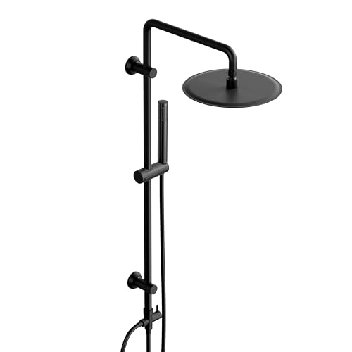 Görbach Regendusche Duschsystem ohne Armatur, Edelstahl Duschset mit 92cm Duschstange, Rund Überkopfbrause D20cm Schwarz Görbach Regendusche Duschsystem ohne Armatur, Edelstahl Duschset mit 92cm Duschstange, Rund Überkopfbrause D20cm Schwarz von Görbach