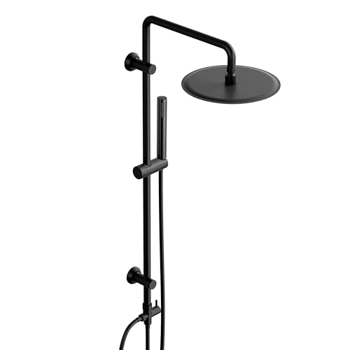 Görbach Regendusche Duschsystem ohne Armatur, Edelstahl Duschset mit 92cm Duschstange, XL Überkopfbrause Rund D25cm Schwarz Görbach Regendusche Duschsystem ohne Armatur, Edelstahl Duschset mit 92cm Duschstange, XL Überkopfbrause Rund D25cm Schwarz von Görbach