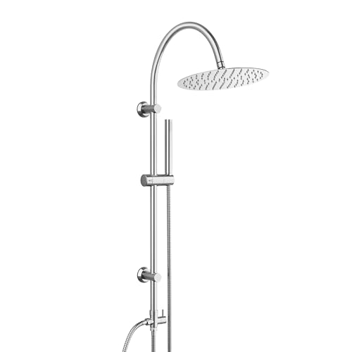 Görbach Regendusche Duschsystem ohne Armatur, Edelstahl Duschset mit Rund Kopfbrause XL D25cm, Vintage U-förmige Duschstange Chrom Görbach Regendusche Duschsystem ohne Armatur, Edelstahl Duschset mit Rund Kopfbrause XL D25cm, Vintage U-förmige Duschstange Chrom von Görbach