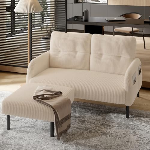 Cord-Zweisitzer mit Komfortpolsterung Hohe Rückenlehne & Seitentaschen Metallfüße Integrierte Seitentaschen einladende Weichheit bei optimaler Stützwirkung perfekt für Homeoffice-Lounges (Beige) Cord-Zweisitzer mit Komfortpolsterung Hohe Rückenlehne & Seitentaschen Metallfüße Integrierte Seitentaschen einladende Weichheit bei optimaler Stützwirkung perfekt für Homeoffice-Lounges (Beige) von Goeria