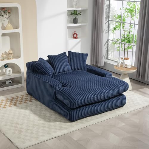 Modernes Cord-Schlafsofa Cloud Couch mit 3 weichen Kissen, bequemes Einzelsitz-Bodensofa für Wohnzimmer Wohnung Büro (Marineblau) von Goeria