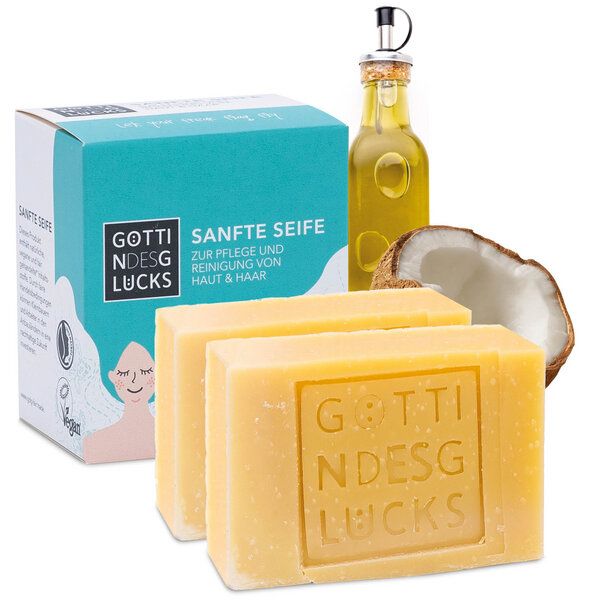 Göttin des Glücks Sanfte Seife 2 x 80 gr. - All-In-One Universalseife für Körper und Hände von Göttin des Glücks