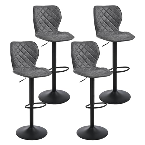 Goeurvant Barhocker 4er Set Barstuhl Höhenverstellbar mit Lehne & Fußstütze – 360°Drehbar PU Leder Gepolstert Barstühle mit Metallgestell für Küche Theke Esszimmer Wohnzimmer,Schwarz Goeurvant Barhocker 4er Set Barstuhl Höhenverstellbar mit Lehne & Fußstütze – 360°Drehbar PU Leder Gepolstert Barstühle mit Metallgestell für Küche Theke Esszimmer Wohnzimmer,Schwarz von Goeurvant