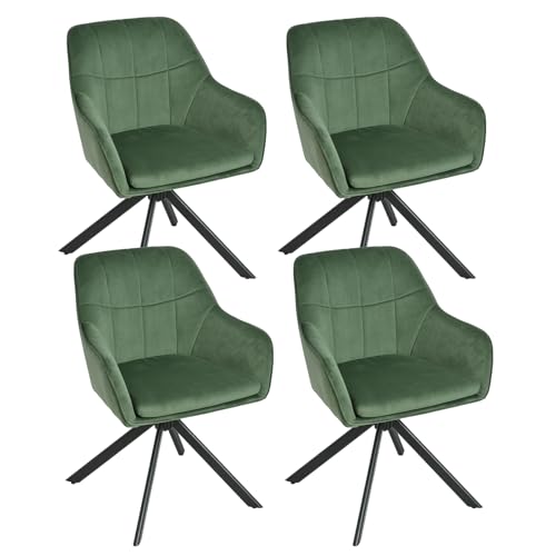 Goeurvant Drehstuhl Esszimmer 4er Set Samt Grün mit Armlehne Polsterstuhl Esszimmerstühle drehbar Küchenstuhl mit Metallbeine für Wohnzimmer Esszimmer von Goeurvant
