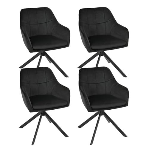 Goeurvant Drehstuhl Esszimmer 4er Set Schwarz mit Armlehne Polsterstuhl Samt Esszimmerstühle drehbar Küchenstuhl mit Metallbeine für Wohnzimmer Esszimmer von Goeurvant