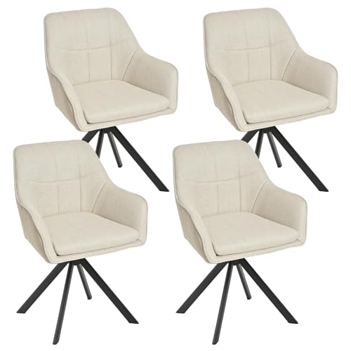 Goeurvant Drehstuhl Esszimmer Beige mit Armlehne, 4er Set drehbarer esszimmerstuhl, Küchenstuhl,Polsterstuhl, aus Polyester, mit Metallbeine für Esszimmer Küche Büro Goeurvant Drehstuhl Esszimmer Beige mit Armlehne, 4er Set drehbarer esszimmerstuhl, Küchenstuhl,Polsterstuhl, aus Polyester, mit Metallbeine für Esszimmer Küche Büro von Goeurvant