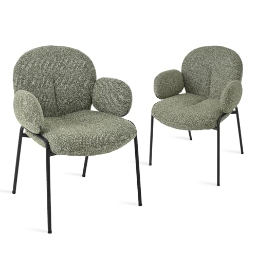Goeurvant Esszimmerstühle 2er Set Ergonomische Sessel mit Kreuz Metallbeine Polstersitz Wohnzimmerstühle für Küche Schlafzimmer Dunkelgrün von Goeurvant