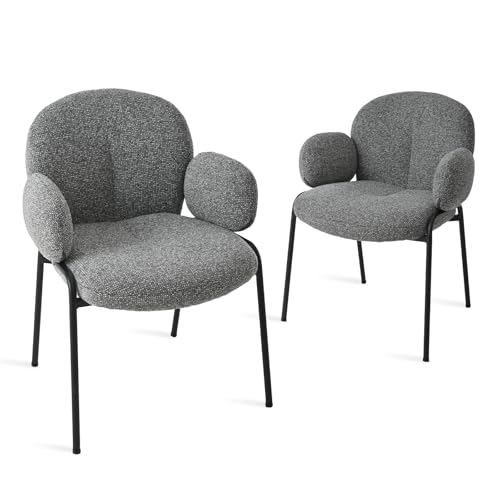 Goeurvant Esszimmerstühle 2er-Set Ergonomische Sessel mit Kreuz-Metallbeinen, gepolsterter Sitz, Wohnzimmerstühle für Küche, Schlafzimmer, Dunkelgrau von Goeurvant