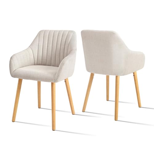 Goeurvant Esszimmerstühle 2er Set Polstersessel mit Holzbeinen Polyester Küchenstühle für Wohnzimmer Beige Goeurvant Esszimmerstühle 2er Set Polstersessel mit Holzbeinen Polyester Küchenstühle für Wohnzimmer Beige von Goeurvant