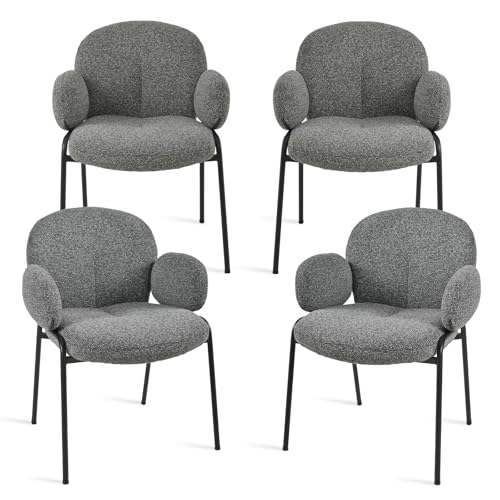 Goeurvant Esszimmerstühle 4er Set Dunkelgrau mit Armlehne - Moderne Polsterstühle mit Hoher Lehne,Metallgestell,Höhenverstellbare Füße,Leinen Küchenstühle für Wohnzimmer,Esszimmer,Schlafzimmer Goeurvant Esszimmerstühle 4er Set Dunkelgrau mit Armlehne - Moderne Polsterstühle mit Hoher Lehne,Metallgestell,Höhenverstellbare Füße,Leinen Küchenstühle für Wohnzimmer,Esszimmer,Schlafzimmer von Goeurvant