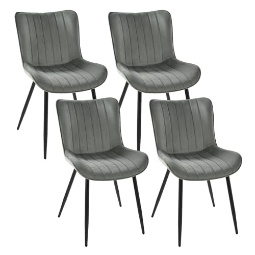 Goeurvant Esszimmerstühle 4er Set Grau Stühle Esszimmer Samt Polsterstuhl Küchenstuhl Wohnzimmerstuhl mit Rückenlehne und Metallbeiner,Hellgrau von Goeurvant