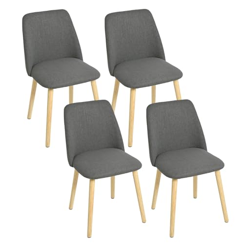 Goeurvant Esszimmerstühle 4er Set Holzbeine Polsterstuhl Stühle Esszimmer aus Polyester Küchenstühle für Esszimmer Küche Büro, Dunkelgrau von Goeurvant