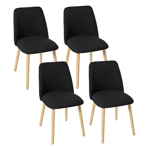 Goeurvant Esszimmerstühle 4er Set Holzbeine Polsterstuhl Stühle Esszimmer aus Polyester Küchenstühle für Esszimmer Küche Büro, Schwarz von Goeurvant