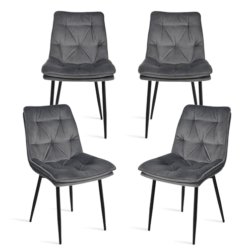Goeurvant Esszimmerstühle 4er Set Polsterstuhl mit Rückenlehnen Sitzfläche aus Samt Metallgestell Modern-Design für Esszimmer Küche Wohnzimmer Dunkelgrau Goeurvant Esszimmerstühle 4er Set Polsterstuhl mit Rückenlehnen Sitzfläche aus Samt Metallgestell Modern-Design für Esszimmer Küche Wohnzimmer Dunkelgrau von Goeurvant
