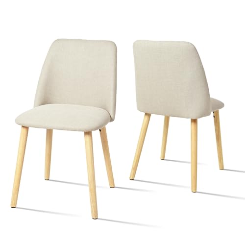 Goeurvant Esszimmerstühle Beige Holzbeine 2er Set Polsterstuhl Wohnzimmerstuhl Stühle Esszimmer Küchenstühle aus Polyester für Esszimmer Küche Büro Goeurvant Esszimmerstühle Beige Holzbeine 2er Set Polsterstuhl Wohnzimmerstuhl Stühle Esszimmer Küchenstühle aus Polyester für Esszimmer Küche Büro von Goeurvant