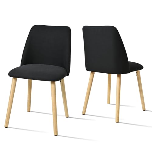 Goeurvant Esszimmerstühle Holzbeine 2er Set Stühle Esszimmer Polsterstuhl aus Polyester Küchenstühle für Esszimmer Küche Büro, Schwarz Goeurvant Esszimmerstühle Holzbeine 2er Set Stühle Esszimmer Polsterstuhl aus Polyester Küchenstühle für Esszimmer Küche Büro, Schwarz von Goeurvant