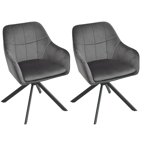 Goeurvant Esszimmerstühle drehbar 2er Set Grau Armlehnenstuhl Polsterstuhl drehstuhl Esszimmer drehstühle aus Samt Küchenstuhl mit Metallbeine für Wohnzimmer Esszimmer von Goeurvant