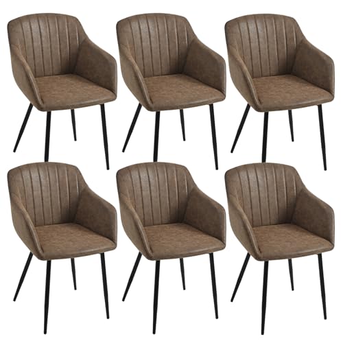 Goeurvant Esszimmerstühle Kunstleder Braun 6er Set Armlehnenstuhl Polsterstuhl Küchenstuhl Stuhl Esszimmer mit Armlehne für Küche Esszimmer Wohnzimmer Goeurvant Esszimmerstühle Kunstleder Braun 6er Set Armlehnenstuhl Polsterstuhl Küchenstuhl Stuhl Esszimmer mit Armlehne für Küche Esszimmer Wohnzimmer von Goeurvant