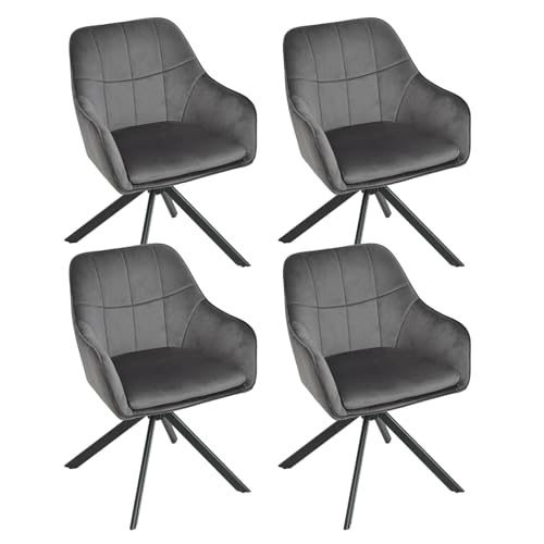 Goeurvant Esszimmerstühle drehbar 4er Set Grau Armlehnenstuhl Polsterstuhl drehstuhl Esszimmer drehstühle aus Samt Küchenstuhl mit Metallbeine für Wohnzimmer Esszimmer von Goeurvant