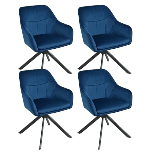 Goeurvant Esszimmerstühle drehbar 4er Set mit Armlehnen Polsterstuhl drehbarer Stühle Esszimmer aus Samt Küchenstuhl mit Metallbeine für Wohnzimmer Esszimmer Dunkelblau von Goeurvant