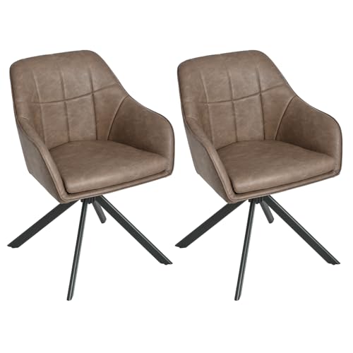 Goeurvant Esszimmerstühle drehbar mit Armlehne 2er Set Küchenstuhl drehbar Polsterstuhl Drehstuhl Esszimmer aus Kunstleder mit Metallbeine für Esszimmer Küche Büro, Dunkelbraun Goeurvant Esszimmerstühle drehbar mit Armlehne 2er Set Küchenstuhl drehbar Polsterstuhl Drehstuhl Esszimmer aus Kunstleder mit Metallbeine für Esszimmer Küche Büro, Dunkelbraun von Goeurvant