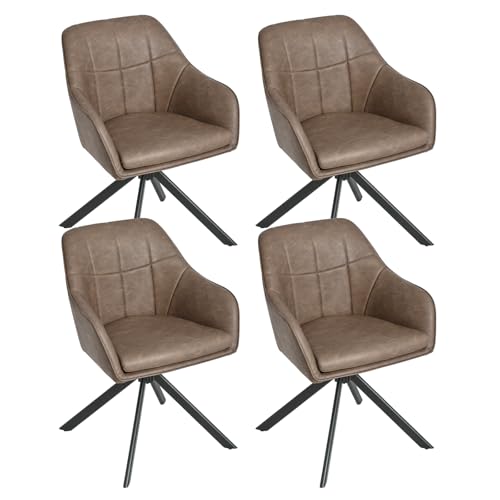 Goeurvant Esszimmerstühle drehbar mit Armlehne 4er Set Küchenstuhl drehbar Polsterstuhl Drehstuhl Esszimmer aus Kunstleder mit Metallbeine für Esszimmer Küche Büro, Dunkelbraun Goeurvant Esszimmerstühle drehbar mit Armlehne 4er Set Küchenstuhl drehbar Polsterstuhl Drehstuhl Esszimmer aus Kunstleder mit Metallbeine für Esszimmer Küche Büro, Dunkelbraun von Goeurvant