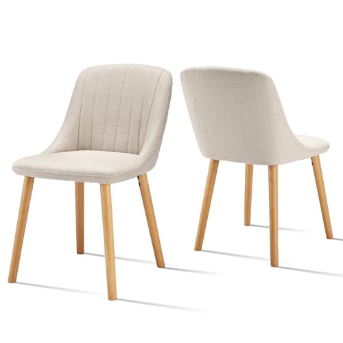 Goeurvant Esszimmerstuhl Beige Holzbeine 2er Set Küchenstuhl Polsterstuhl Wohnzimmerstuhl Stühle Esszimmer aus Polyester Goeurvant Esszimmerstuhl Beige Holzbeine 2er Set Küchenstuhl Polsterstuhl Wohnzimmerstuhl Stühle Esszimmer aus Polyester von Goeurvant