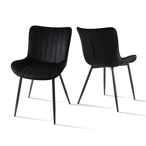 Goeurvant Stühle Esszimmer 2er Set Schwarz Samt Esszimmerstühle Küchenstuhl Polsterstuhl Wohnzimmerstuhl für Esszimmer Wohnzimmer Goeurvant Stühle Esszimmer 2er Set Schwarz Samt Esszimmerstühle Küchenstuhl Polsterstuhl Wohnzimmerstuhl für Esszimmer Wohnzimmer von Goeurvant