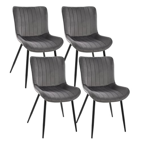 Goeurvant Esszimmerstühle 4er Set Samt Polsterstuhl Küchenstuhl Stühle Esszimmer Wohnzimmerstuhl mit Rückenlehne und Metallbeine für Esszimmer Wohnzimmer, Dunkelgrau Goeurvant Esszimmerstühle 4er Set Samt Polsterstuhl Küchenstuhl Stühle Esszimmer Wohnzimmerstuhl mit Rückenlehne und Metallbeine für Esszimmer Wohnzimmer, Dunkelgrau von Goeurvant