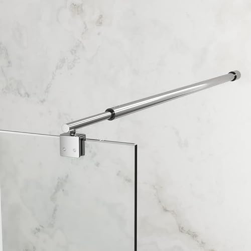 2 Stück Ersatz Einziehbar Stabilisator 73-123 cm Edelstahl Haltestange, Stabilisierungsstange für Glasstärken 8-10 mm für Walk-in Duschwand Duschabtrennung Duschkabine Seitenwand Fixiert Silber von Goezes