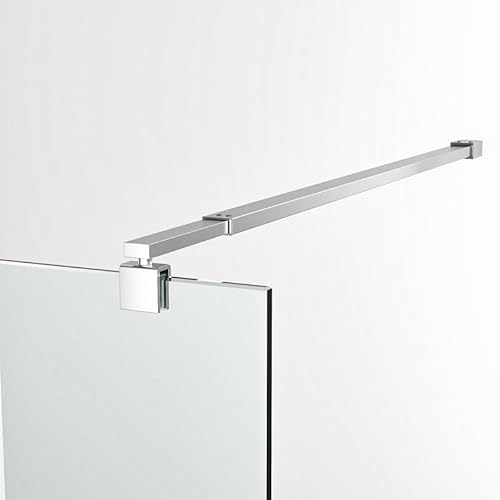 73-123 cm Einziehbar Stabilisator Ersatz Einstellbare Vierkantrohr Stabilisierungsstange für Glasstärken 8-10 mm, Edelstahl Haltestange für Walk-in Duschwand Seitenwand, Silber von Goezes