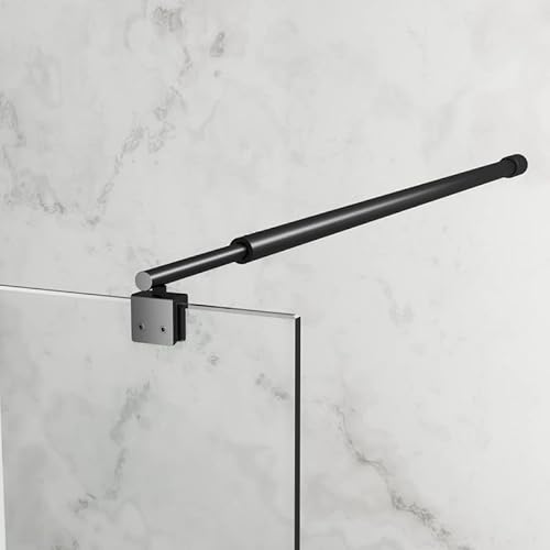 73-123 cm Ersatz Einziehbar Stabilisator Einstellbare Wandmontage Stabilisierungsstange für Glasstärken 8-10 mm, Edelstahl Haltestange für Walk-in Duschwand Seitenwand Fixiert, Matt Schwarz von Goezes