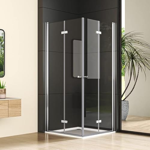 Goezes Duschkabine Eckeinstieg 80x90cm Falttür Duschabtrennung, 90x80cm Falttürkabine beide Seiten faltbar Duschtür, Dusche aus 6mm ESG-Sicherheitsglas, Drehfalttür Eckdusche Höhe 185cm von Goezes