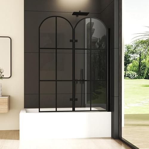 Duschwand für Badewanne 120x140cm 2-teilig Faltbar Glas Duschabtrennung, Gewölbter Schwarz Badewannenaufsatz Duschtrennwand, Klappbar Badewannenwand Faltwand mit 6mm EGS Sicherheitsglas Duschwand für Badewanne 120x140cm 2-teilig Faltbar Glas Duschabtrennung, Gewölbter Schwarz Badewannenaufsatz Duschtrennwand, Klappbar Badewannenwand Faltwand mit 6mm EGS Sicherheitsglas von Goezes