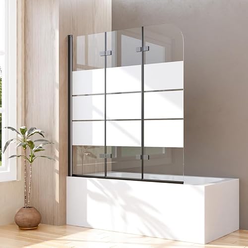 Duschwand für Badewanne 140x140cm 3-teilig Schwarz, Faltbar Gestreift Badewannenaufsatz Glas Duschtrennwand für Badewanne Duschabtrennung, Falttür Badewannenwand 6mm ESG Sicherheitsglas Duschwand für Badewanne 140x140cm 3-teilig Schwarz, Faltbar Gestreift Badewannenaufsatz Glas Duschtrennwand für Badewanne Duschabtrennung, Falttür Badewannenwand 6mm ESG Sicherheitsglas von Goezes