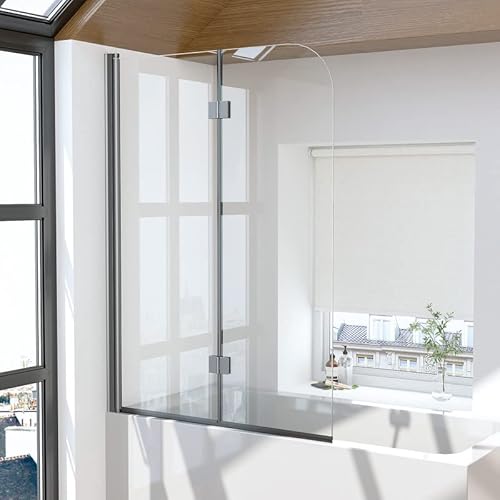 Duschwand für Badewanne 2-teilig 120x140cm Duschabtrennung, Faltbar Glas Badewannen Badewannenaufsatz 6mm EGS Sicherheitsglas mit Nano beschichtung, Schwarz Duschtrennwand Trennwand Badewannenwand Duschwand für Badewanne 2-teilig 120x140cm Duschabtrennung, Faltbar Glas Badewannen Badewannenaufsatz 6mm EGS Sicherheitsglas mit Nano beschichtung, Schwarz Duschtrennwand Trennwand Badewannenwand von Goezes
