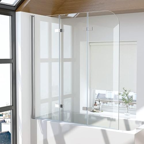 Duschwand für Badewanne 3-teilig 140x140cm Duschabtrennung, Faltbar Glas Badewannen Badewannenaufsatz 6mm EGS Sicherheitsglas mit Nano beschichtung, Silber Duschtrennwand Trennwand Badewannenwand Duschwand für Badewanne 3-teilig 140x140cm Duschabtrennung, Faltbar Glas Badewannen Badewannenaufsatz 6mm EGS Sicherheitsglas mit Nano beschichtung, Silber Duschtrennwand Trennwand Badewannenwand von Goezes