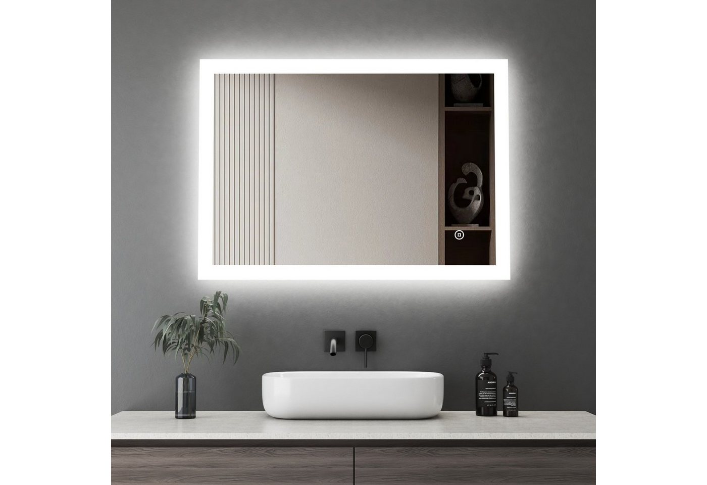 WDWRITTI Spiegel mit beleuchtung Led Badezimmerspiegel Uhr dimmbar Touch (Wandspiegel Badspiegel, Warmweiß, Neutralweiß, Kaltweiß), 50x70,80x60,100x60,40x60cm von WDWRITTI