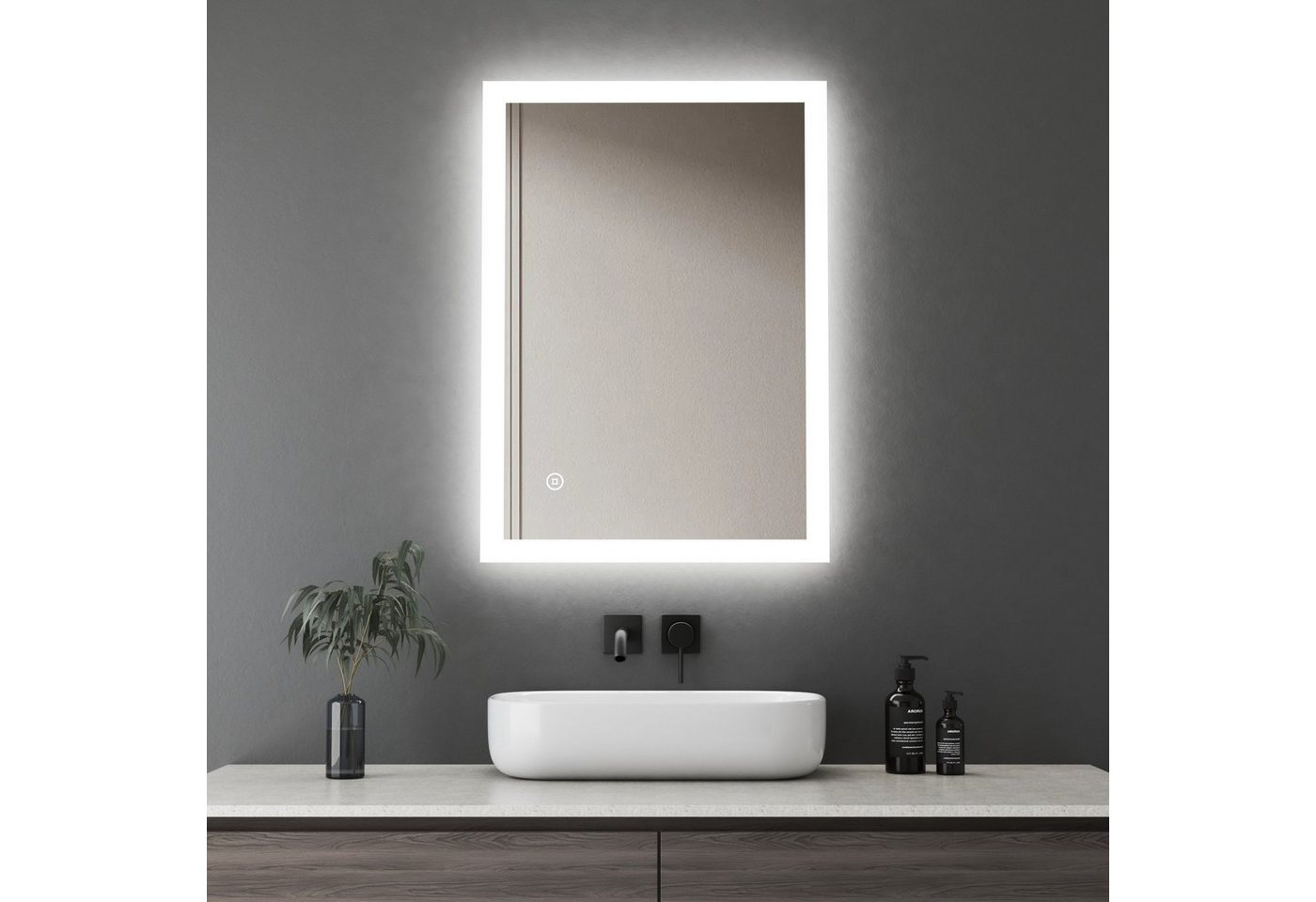 WDWRITTI Spiegel mit beleuchtung Led Badezimmerspiegel Uhr dimmbar Touch (Wandspiegel Badspiegel, Warmweiß, Neutralweiß, Kaltweiß), 50x70,80x60,100x60,40x60cm von WDWRITTI