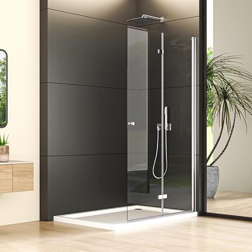 Goezes 120x185cm Walk in Duschwand Faltbar Walk-in Glas Duschabtrennung Walk-In Dusche 6mm ESG Sicherheitsglas, Walk-in Falttürkabine Duschwand Drehfalttür, Duschtür Höhe 185cm von Goezes