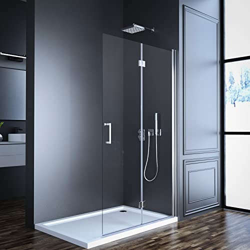 Duschwand 80x195 cm Walk-in Glas Duschabtrennung Faltbar Dusche, Glas Duschtrennwand Duschabtrennung Duschwand aus 6mm ESG Nano Sicherheitsglas, 80cm Glastrennwand Glaswand Glas Easy-clean von Goezes