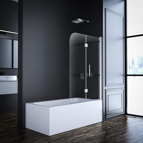 Goezes Duschwand für Badewanne 120x140cm(BxH) Doppel faltbar Duschwand Badewannenaufsatz 2-teilig Duschtrennwand Duschabtrennung Badewannenfaltwand für Badewanne mit 5mm Nano Easy Clean Glas von Goezes