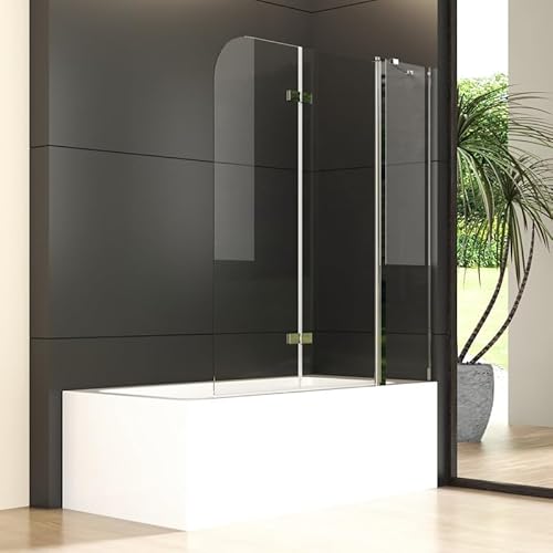 Goezes Duschwand für Badewanne 160x140cm 3-teilig Faltbar, Duschtrennwand mit festem Segment Badewannenaufsatz, Duschwand aus 6mm Nano ESG Glas, Silber Duschabtrennung 160cm Trennwand Goezes Duschwand für Badewanne 160x140cm 3-teilig Faltbar, Duschtrennwand mit festem Segment Badewannenaufsatz, Duschwand aus 6mm Nano ESG Glas, Silber Duschabtrennung 160cm Trennwand von Goezes
