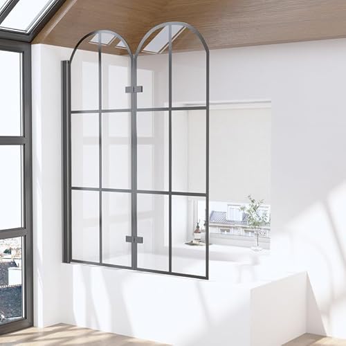 Goezes Duschwand für Badewanne 2-teilig 120x140cm Schwarz Duschabtrennung, Glas Faltbar Badewannenaufsatz aus 6mm EGS Sicherheitsglas, Gewölbter Schwarzer Duschtrennwand Trennwand Goezes Duschwand für Badewanne 2-teilig 120x140cm Schwarz Duschabtrennung, Glas Faltbar Badewannenaufsatz aus 6mm EGS Sicherheitsglas, Gewölbter Schwarzer Duschtrennwand Trennwand von Goezes