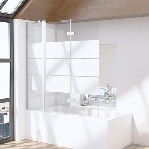 Goezes Duschwand für Badewanne 3-teilig 140x140cm Faltbar Duschabtrennung mit festem Segment, Gestreift Glas Badewannenaufsatz Duschtrennwand 6mm ESG Sicherheitsglas, Trennwand Höhe 140cm Goezes Duschwand für Badewanne 3-teilig 140x140cm Faltbar Duschabtrennung mit festem Segment, Gestreift Glas Badewannenaufsatz Duschtrennwand 6mm ESG Sicherheitsglas, Trennwand Höhe 140cm von Goezes